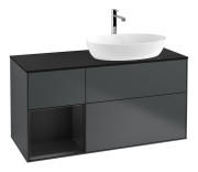 Тумба под раковину Villeroy & Boch Finion 120х50,1 см с подсветкой МДФ темно-синий матовый лак/стекло черное матовое F802PDHG