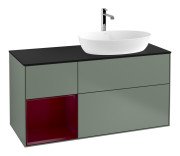 Тумба під раковину Villeroy & Boch Finion 120х50,1 см із підсвічуванням МДФ оливковий матовий лак/скло чорне матове F802HBGM