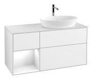 Тумба под раковину Villeroy & Boch Finion 120х50,1 см с подсветкой МДФ глянцевый белый лак/стекло белое матовое G801GFGF