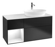 Тумба под раковину Villeroy & Boch Finion 120х50,1 см с подсветкой МДФ черный матовый лак/стекло белое матовое G801GFPD