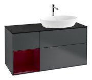 Тумба під раковину Villeroy & Boch Finion 120х50,1 см із підсвічуванням МДФ темно-синій матовий лак/скло чорне матове F802HBHG