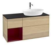 Тумба під раковину Villeroy & Boch Finion 120х50,1 см з підсвічуванням МДФ шпон дуба/скло чорне матове F802HBPC