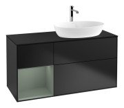 Тумба под раковину Villeroy & Boch Finion 120х50,1 см с подсветкой МДФ черный матовый лак/стекло черное матовое F802GMPD