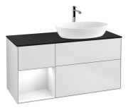 Тумба под раковину Villeroy & Boch Finion 120х50,1 см с подсветкой МДФ белый матовый лак/стекло черное матовое G802GFMT