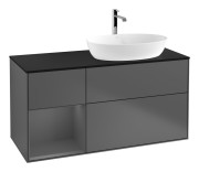 Тумба под раковину Villeroy & Boch Finion 120х50,1 см с подсветкой МДФ антрацит матовый лак/стекло черное матовое G802GKGK