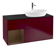 Тумба под раковину Villeroy & Boch Finion 120х50,1 см с подсветкой МДФ пион матовый лак/стекло черное матовое G802GNHB