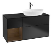 Тумба под раковину Villeroy & Boch Finion 120х50,1 см с подсветкой МДФ черный матовый лак/стекло черное матовое G802GNPD