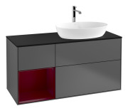 Тумба под раковину Villeroy & Boch Finion 120х50,1 см с подсветкой МДФ антрацит матовый лак/стекло черное матовое G802HBGK