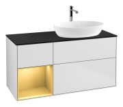 Тумба под раковину Villeroy & Boch Finion 120х50,1 см с подсветкой МДФ белый матовый лак/стекло черное матовое G802HFMT