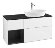 Тумба под раковину Villeroy & Boch Finion 120х50,1 см с подсветкой МДФ глянцевый белый лак/стекло черное матовое G802PDGF