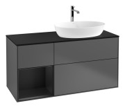 Тумба под раковину Villeroy & Boch Finion 120х50,1 см с подсветкой МДФ антрацит матовый лак/стекло черное матовое G802PDGK