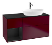 Тумба под раковину Villeroy & Boch Finion 120х50,1 см с подсветкой МДФ пион матовый лак/стекло черное матовое G802PDHB