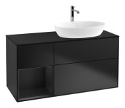 Тумба под раковину Villeroy & Boch Finion 120х50,1 см с подсветкой МДФ черный матовый лак/стекло черное матовое G802PDPD