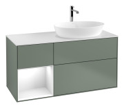 Тумба под раковину Villeroy & Boch Finion 120х50,1 см с подсветкой МДФ оливковый матовый лак/стекло белое матовое G801GFGM