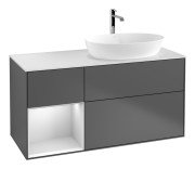 Тумба под раковину Villeroy & Boch Finion 120х50,1 см с подсветкой МДФ антрацит матовый лак/стекло белое матовое G801MTGK