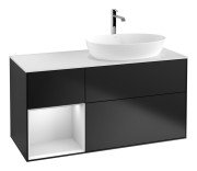 Тумба під раковину Villeroy & Boch Finion 120х50,1 см із підсвічуванням МДФ чорний матовий лак/скло біле матове G801MTPD