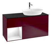 Тумба под раковину Villeroy & Boch Finion 120х50,1 см с подсветкой МДФ пион матовый лак/стекло черное матовое G802GFHB