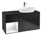 Тумба под раковину Villeroy & Boch Finion 120х50,1 см с подсветкой МДФ черный матовый лак/стекло черное матовое G802GFPD