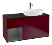 Тумба під раковину Villeroy & Boch Finion 120х50,1 см із підсвічуванням МДФ півонія матовий лак/скло чорне матове G802GKHB