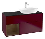 Тумба под раковину Villeroy & Boch Finion 120х50,1 см с подсветкой МДФ пион матовый лак/стекло черное матовое G802GNHB