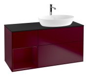 Тумба под раковину Villeroy & Boch Finion 120х50,1 см с подсветкой МДФ пион матовый лак/стекло черное матовое G802HBHB