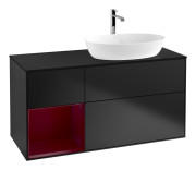 Тумба под раковину Villeroy & Boch Finion 120х50,1 см с подсветкой МДФ черный матовый лак/стекло черное матовое G802HBPD