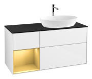 Тумба под раковину Villeroy & Boch Finion 120х50,1 см с подсветкой МДФ глянцевый белый лак/стекло черное матовое G802HFGF