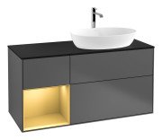 Тумба под раковину Villeroy & Boch Finion 120х50,1 см с подсветкой МДФ антрацит матовый лак/стекло черное матовое G802HFGK