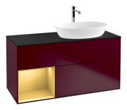 Тумба під раковину Villeroy & Boch Finion 120х50,1 см із підсвічуванням МДФ півонія матовий лак/скло чорне матове G802HFHB