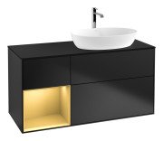 Тумба під раковину Villeroy & Boch Finion 120х50,1 см із підсвічуванням МДФ чорний матовий лак/скло чорне матове G802HFPD