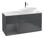 Тумба под раковину Villeroy & Boch Finion 120х50,1 см с подсветкой МДФ темно-синий матовый лак/стекло белое матовое G801GKHG