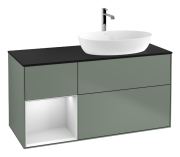 Тумба під раковину Villeroy & Boch Finion 120х50,1 см із підсвічуванням МДФ оливковий матовий лак/скло чорне матове G802MTGM