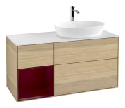 Тумба под раковину Villeroy & Boch Finion 120х50,1 см с подсветкой МДФ шпон дуба/стекло белое матовое G801HBPC