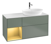 Тумба под раковину Villeroy & Boch Finion 120х50,1 см с подсветкой МДФ оливковый матовый лак/стекло белое матовое G801HFGM