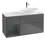 Тумба под раковину Villeroy & Boch Finion 120х50,1 см с подсветкой МДФ антрацит матовый лак/стекло белое матовое G801HGGK