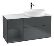 Тумба под раковину Villeroy & Boch Finion 120х50,1 см с подсветкой МДФ темно-синий матовый лак/стекло белое матовое G801HGHG