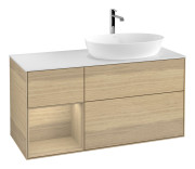 Тумба под раковину Villeroy & Boch Finion 120х50,1 см с подсветкой МДФ шпон дуба/стекло белое матовое G801PCPC