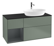 Тумба под раковину Villeroy & Boch Finion 120х50,1 см с подсветкой МДФ оливковый матовый лак/стекло черное матовое G802HGGM