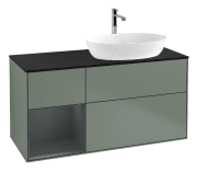 Тумба под раковину Villeroy & Boch Finion 120х50,1 см с подсветкой МДФ оливковый матовый лак/стекло черное матовое G802HGGM