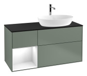 Тумба под раковину Villeroy & Boch Finion 120х50,1 см с подсветкой МДФ оливковый матовый лак/стекло черное матовое G802GFGM