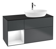 Тумба под раковину Villeroy & Boch Finion 120х50,1 см с подсветкой МДФ темно-синий матовый лак/стекло черное матовое G802GFHG