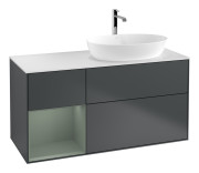 Тумба под раковину Villeroy & Boch Finion 120х50,1 см с подсветкой МДФ темно-синий матовый лак/стекло белое матовое G801GMHG