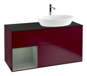 Тумба под раковину Villeroy & Boch Finion 120х50,1 см с подсветкой МДФ пион матовый лак/стекло черное матовое G802GMHB