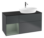 Тумба под раковину Villeroy & Boch Finion 120х50,1 см с подсветкой МДФ темно-синий матовый лак/стекло черное матовое G802GMHG