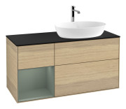 Тумба под раковину Villeroy & Boch Finion 120х50,1 см с подсветкой МДФ шпон дуба/стекло черное матовое G802GMPC