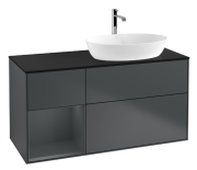 Тумба под раковину Villeroy & Boch Finion 120х50,1 см с подсветкой МДФ темно-синий матовый лак/стекло черное матовое G802HGHG