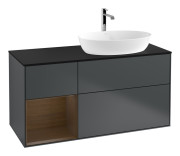 Тумба під раковину Villeroy & Boch Finion 120х50,1 см із підсвічуванням МДФ темно-синій матовий лак/скло чорне матове G802GNHG