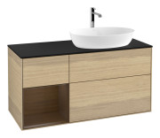 Тумба под раковину Villeroy & Boch Finion 120х50,1 см с подсветкой МДФ шпон дуба/стекло черное матовое G802GNPC