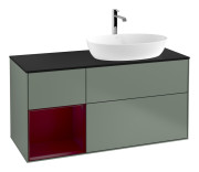 Тумба под раковину Villeroy & Boch Finion 120х50,1 см с подсветкой МДФ оливковый матовый лак/стекло черное матовое G802HBGM