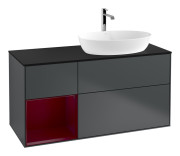 Тумба под раковину Villeroy & Boch Finion 120х50,1 см с подсветкой МДФ темно-синий матовый лак/стекло черное матовое G802HBHG